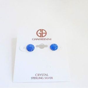 NWT Giani Bernini Blue Crystal Pavé Stud Earrings in Sterling Silver